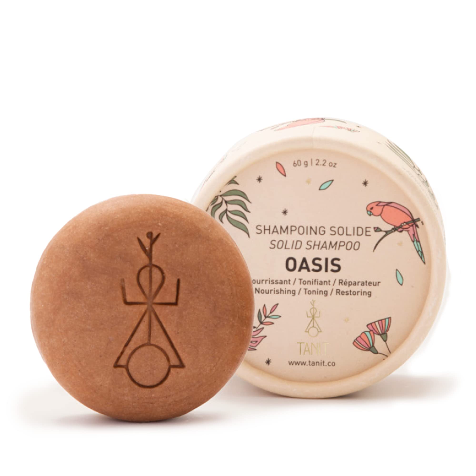 TANIT - Oasis Solid Shampoo Bar - Natural Organic Shampoing Solide for Normal Hair, Shampooing en Barre, Eco-Friendly Bar Shampoo - Citrus and Vanilla Scented, 2.2 oz