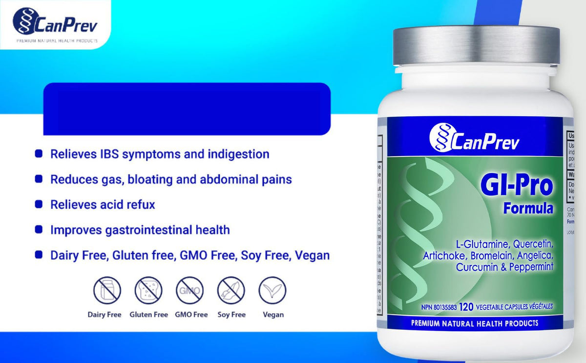 CanPrev GI-Pro Digestive Supplements, 350mg L-Glutamine, 120 Veg Capsules