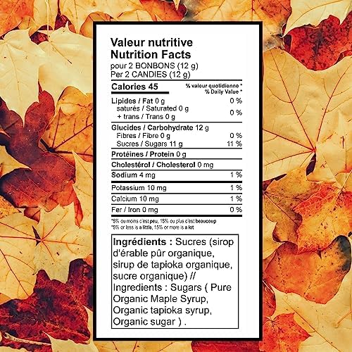 Biodélices Organic Canadian Maple Candy, Individually Wrapped, Quebec, 100g
