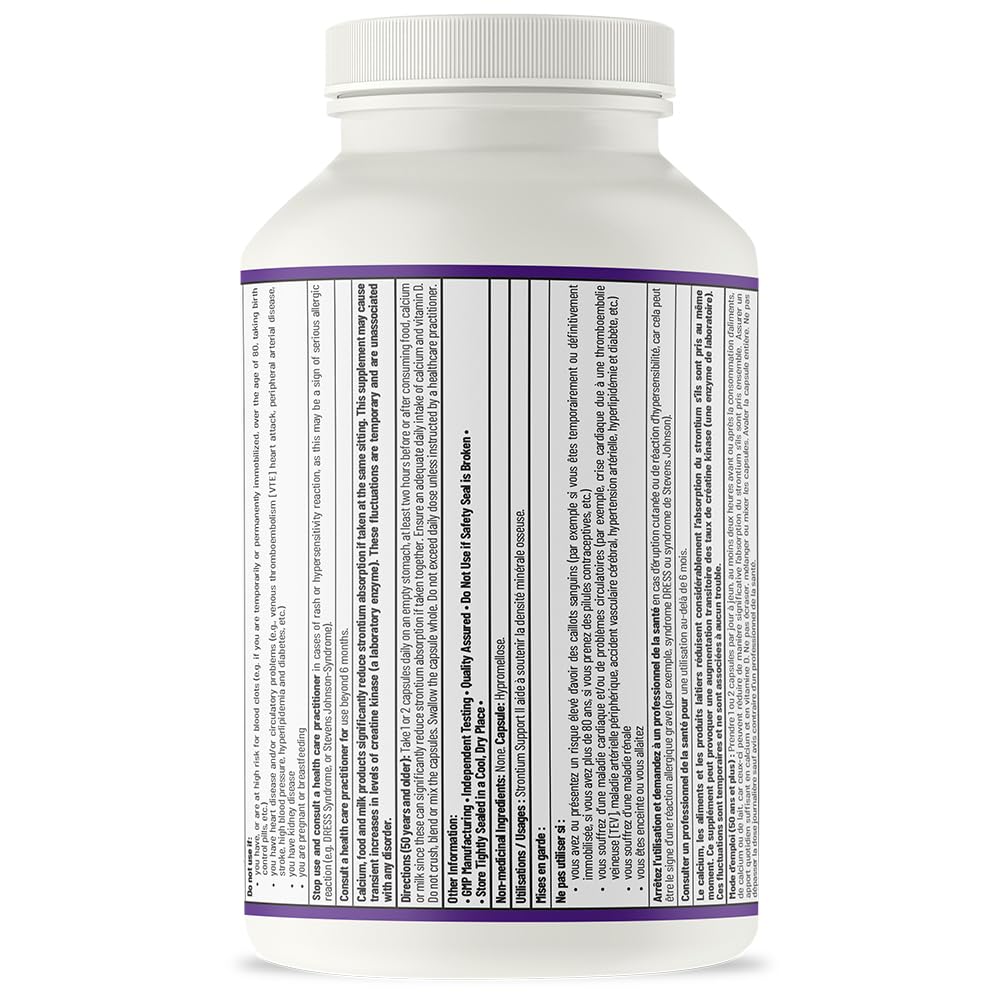 AOR - Strontium Support II 341 mg, 60 gélules - Supplément pour la guérison des fractures osseuses - Le Strontium renforce la solidité des os - Supplément de strontium - Supplément pour la santé osseuse - Citrate de strontium