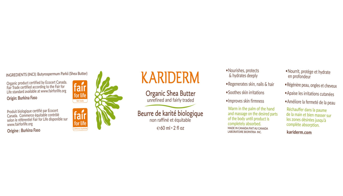 KARIDERM Organic Shea Butter 60ml Jar – Raw Unrefined Fair Trade Moisturizer for Radiant Skin & Hair – Rich in Nutrients & Vitamins – Canadian Made