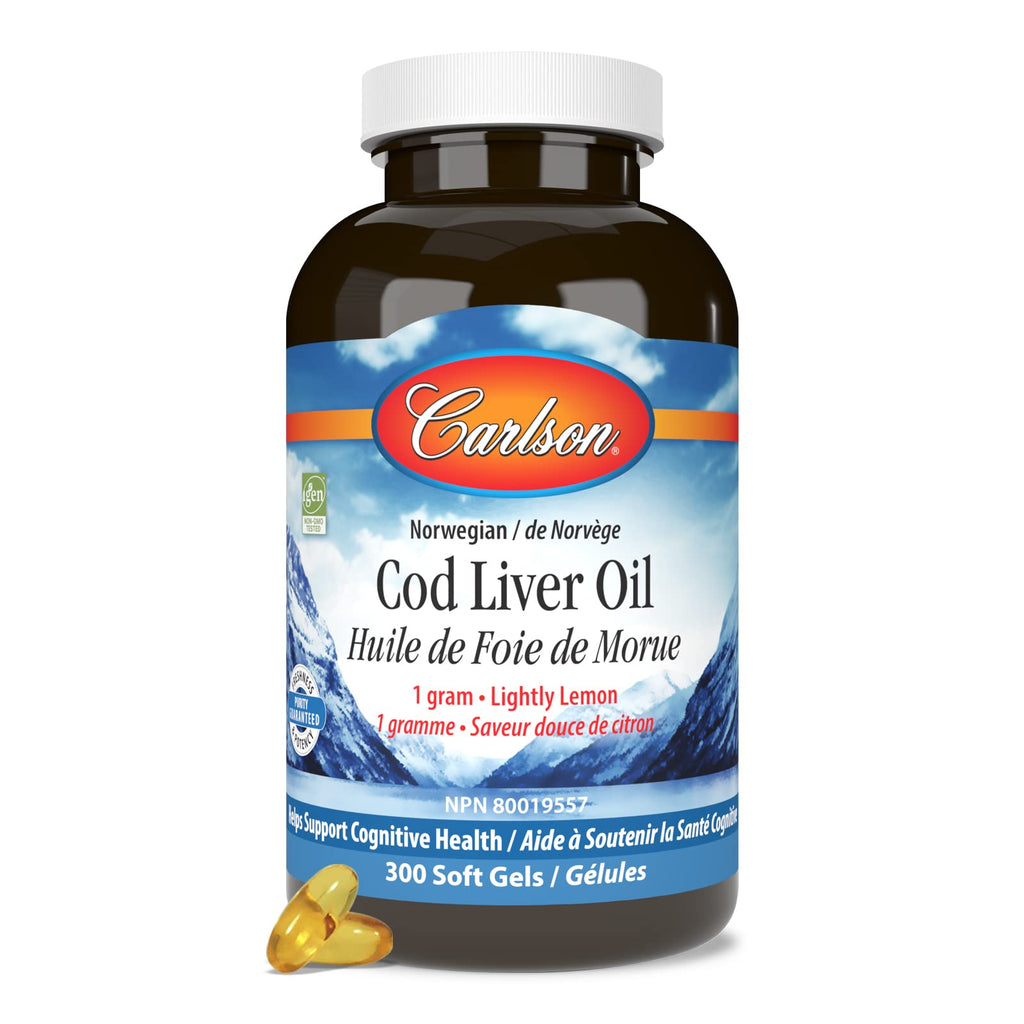 Carlson - Cod Liver Oil Gems, 920 mg Omega-3s + Vitamins A & D3, Wild-Caught Norwegian Arctic Cod-Liver Oil, Sustainably Sourced Nordic Fish Oil Capsules, Lemon