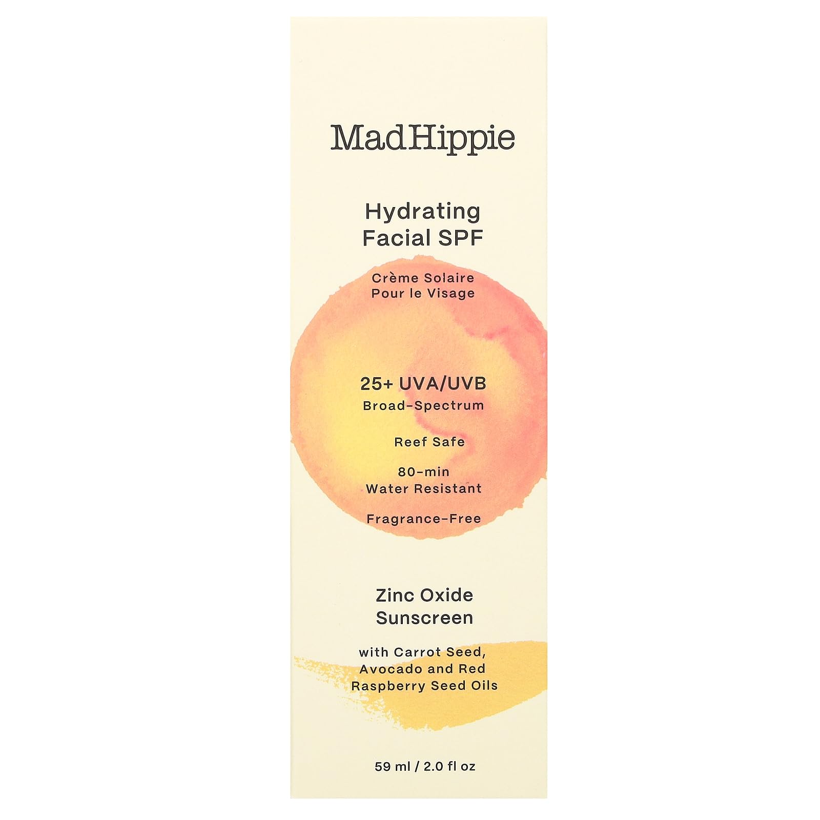 Mad Hippie Hydrating Facial SPF 25 Plus Sunscreen Unisex 2 oz