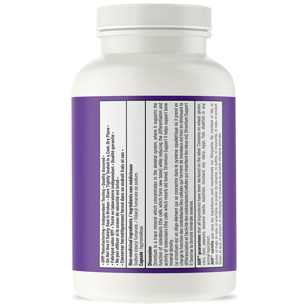 AOR - Strontium Support II 341 mg, 60 gélules - Supplément pour la guérison des fractures osseuses - Le Strontium renforce la solidité des os - Supplément de strontium - Supplément pour la santé osseuse - Citrate de strontium