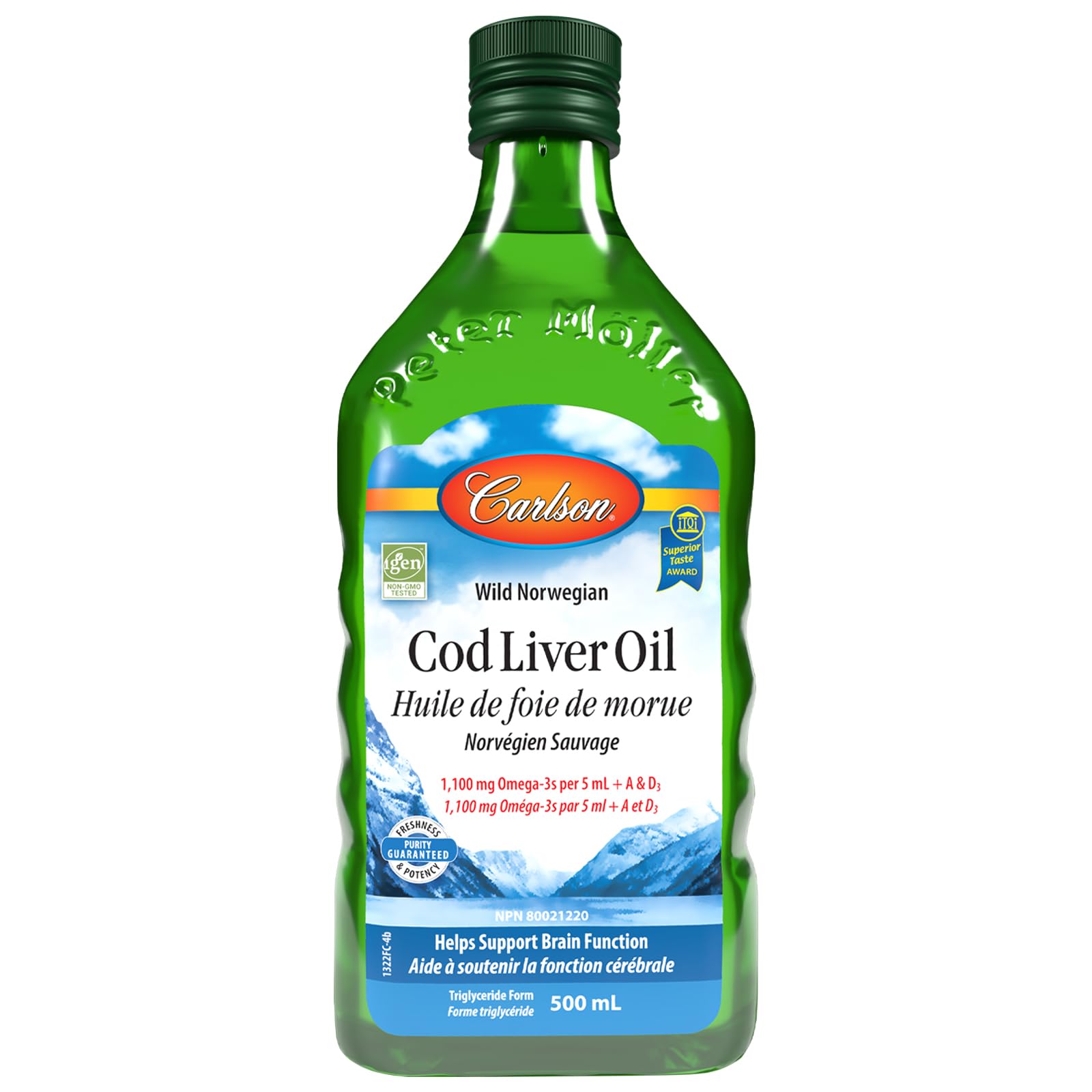 Carlson - Cod Liver Oil, 1100 mg Omega-3s + A & D3, Wild-Caught Norwegian Arctic Cod-Liver Oil, Sustainably Sourced Nordic Fish Oil Liquid