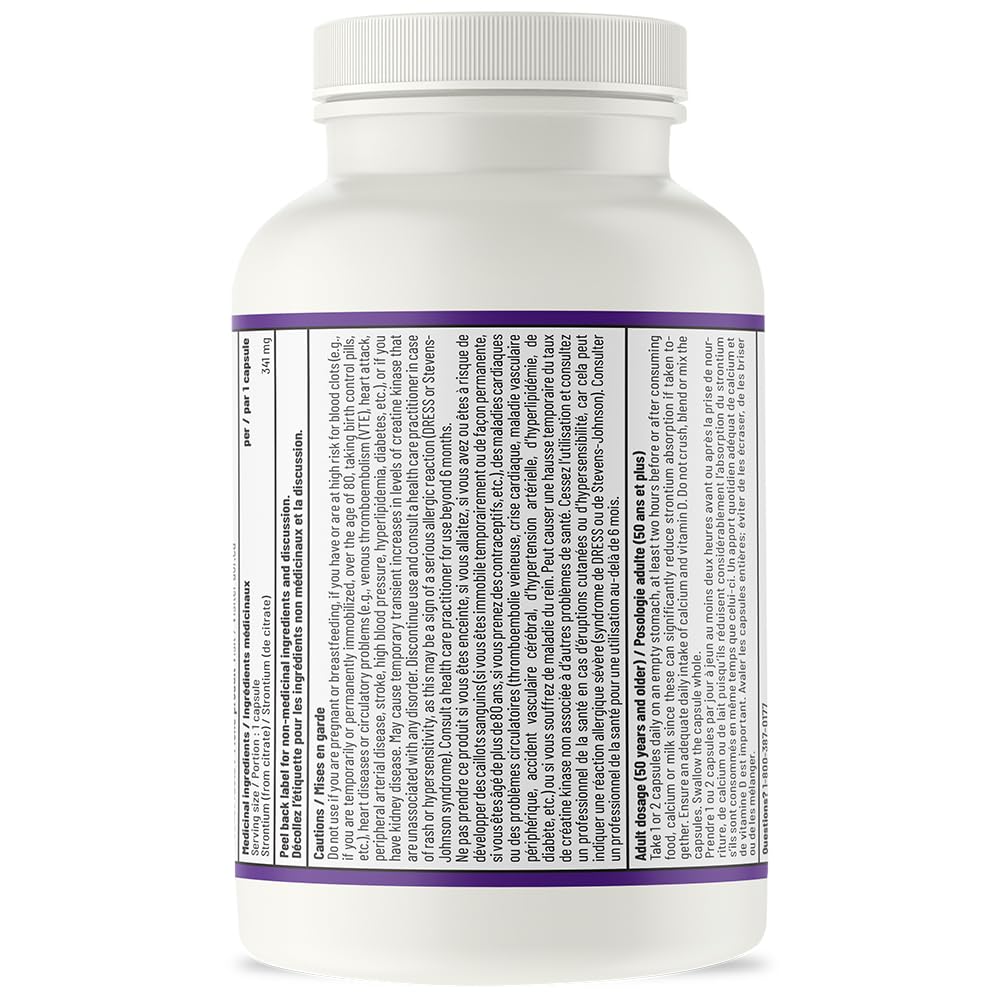 AOR - Strontium Support II 341 mg, 60 gélules - Supplément pour la guérison des fractures osseuses - Le Strontium renforce la solidité des os - Supplément de strontium - Supplément pour la santé osseuse - Citrate de strontium