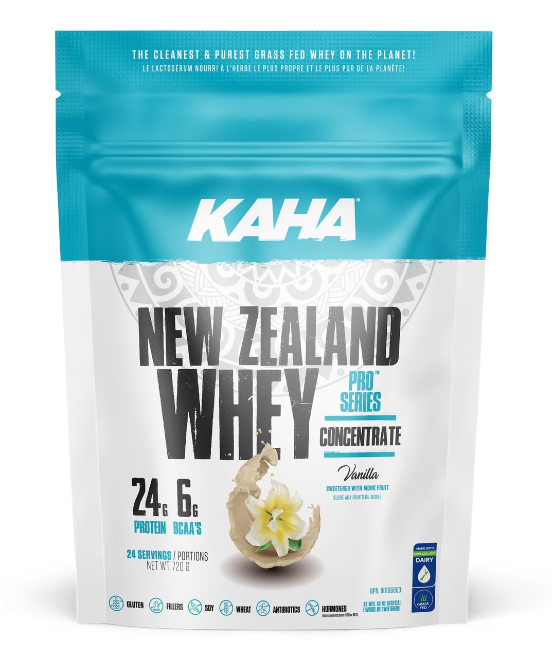 Kaha New Zealand Whey Protein Powder Vanilla, Grass Fed Concentrate 720g