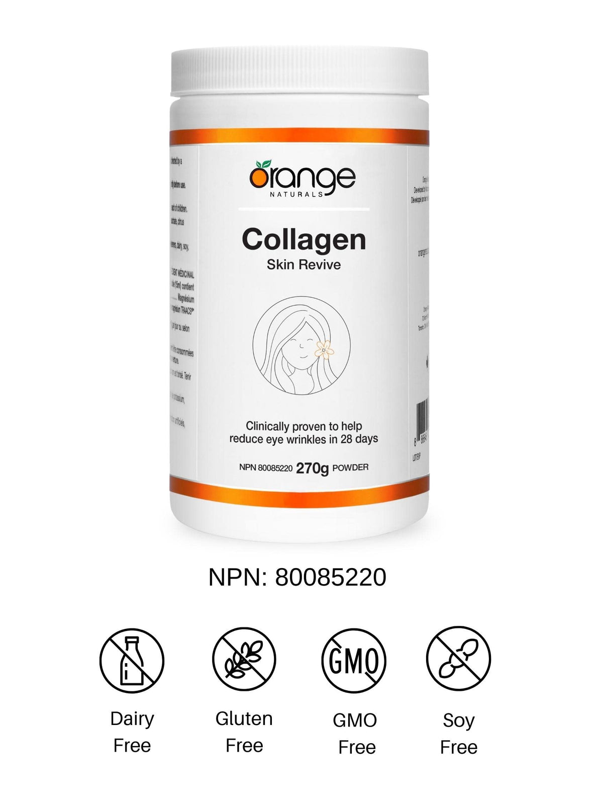 Orange Naturals Skin Revive Collagen Powder for Women, Gluten Free, 270g
