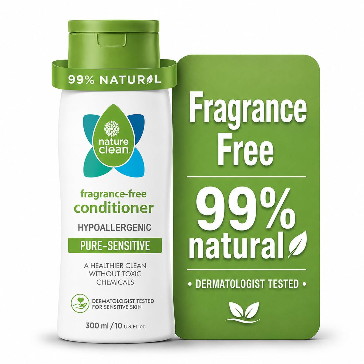 Nature Clean All-Natural Sulfate Free Hair Conditioner for Dry Damaged Hair. Non-Toxic Unscented Organic Vegan Moisturizing & Hydrating Dry Hair Treatment Fragrance-Free No Paraben & Hypoallergenic 10oz / 300ml.