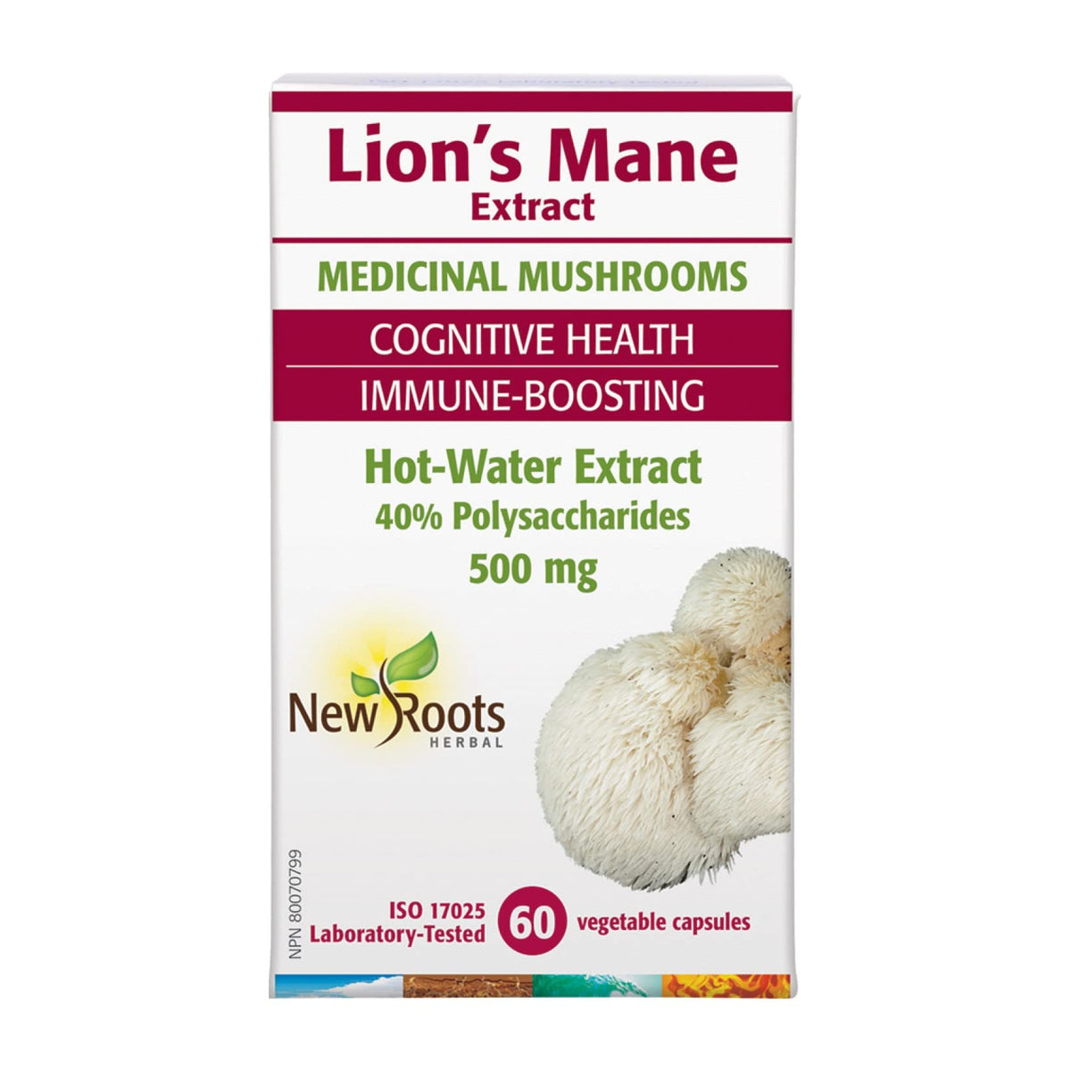 New Roots Herbal Lions Mane Supplement, 500 mg, Beta Glucan, 60 Day Supply