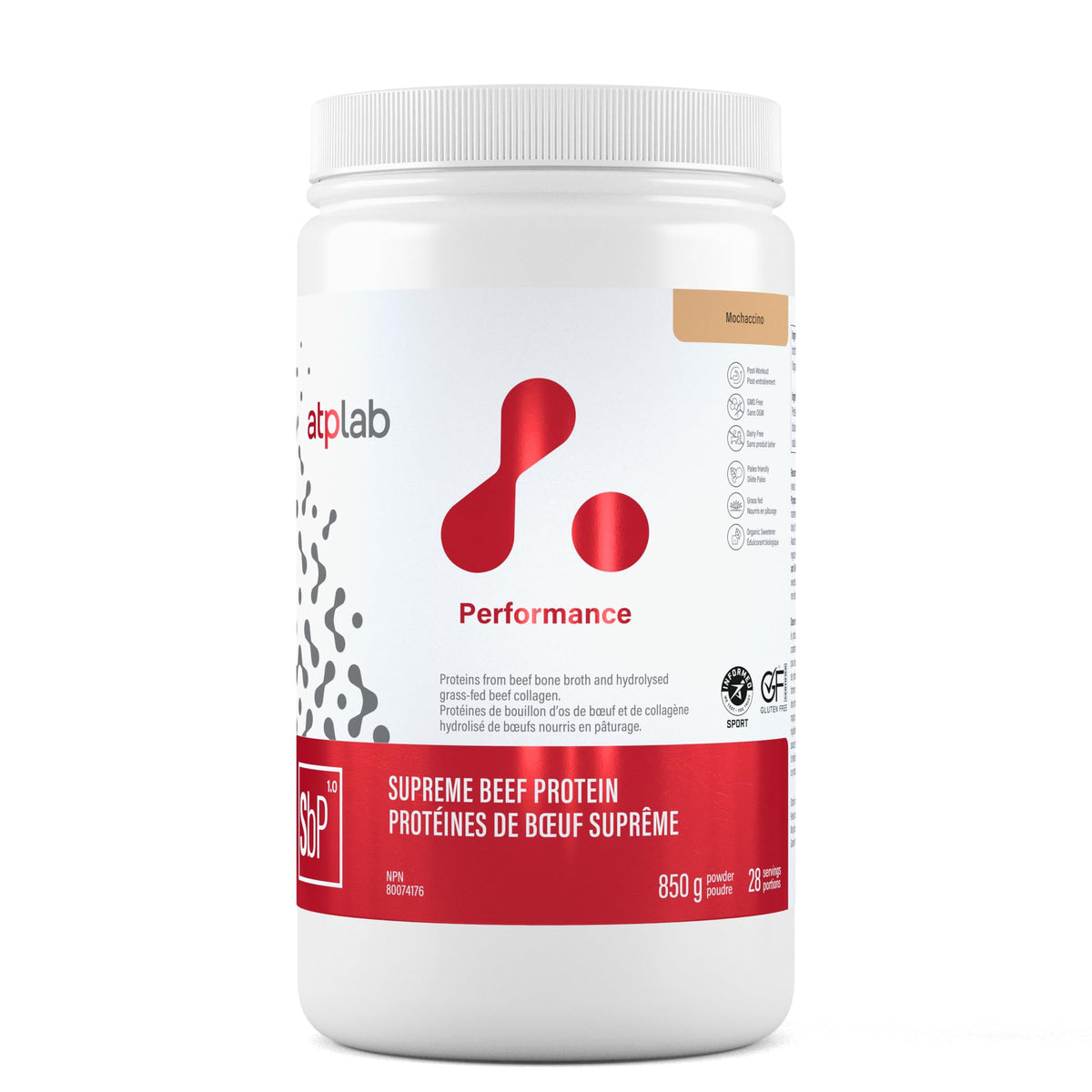 atplab Supreme Beef Protein Powder, Bone Broth Collagen, Mochaccino, 850g