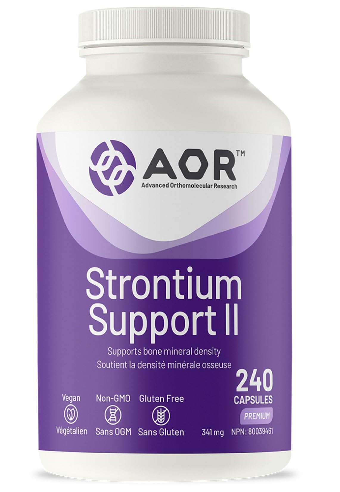 AOR - Strontium Support II 341 mg, 60 gélules - Supplément pour la guérison des fractures osseuses - Le Strontium renforce la solidité des os - Supplément de strontium - Supplément pour la santé osseuse - Citrate de strontium