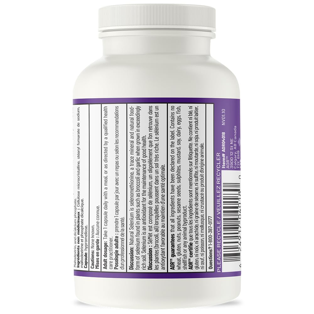 AOR SeMet Selenomethionine 55mcg, 90 Capsules 90-Day Supply - Vegan and Non-GMO - Selenium & Glutathione Formula - Cognitive Function, Cellular Wellness, Thyroid Support and Antioxidant Properties