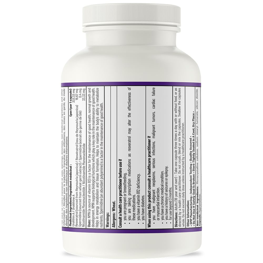 AOR - Urolithin A+ 90 Gélules 30 jours de cure - Avec NMN, Resvératrol et Spermidine - Une combinaison synergique pour le métabolisme énergétique et des nutriments