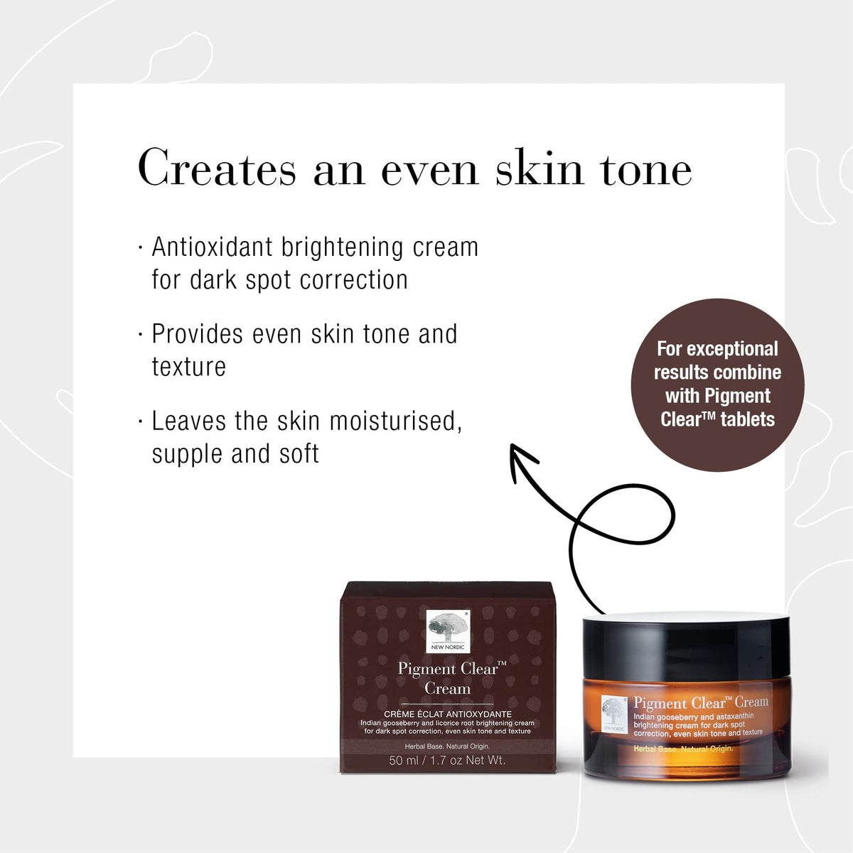 New Nordic Pigment Clear Cream, Face Cream, Dark Spot Support, Vegan, 50 ml