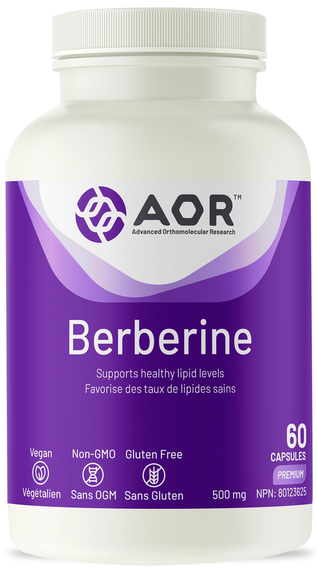 AOR - Berbérine 500mg - Complément de berbérine pour des taux lipidiques et un cholestérol sains, santé cardiovasculaire - Supplément pour abaisser le cholestérol LDL