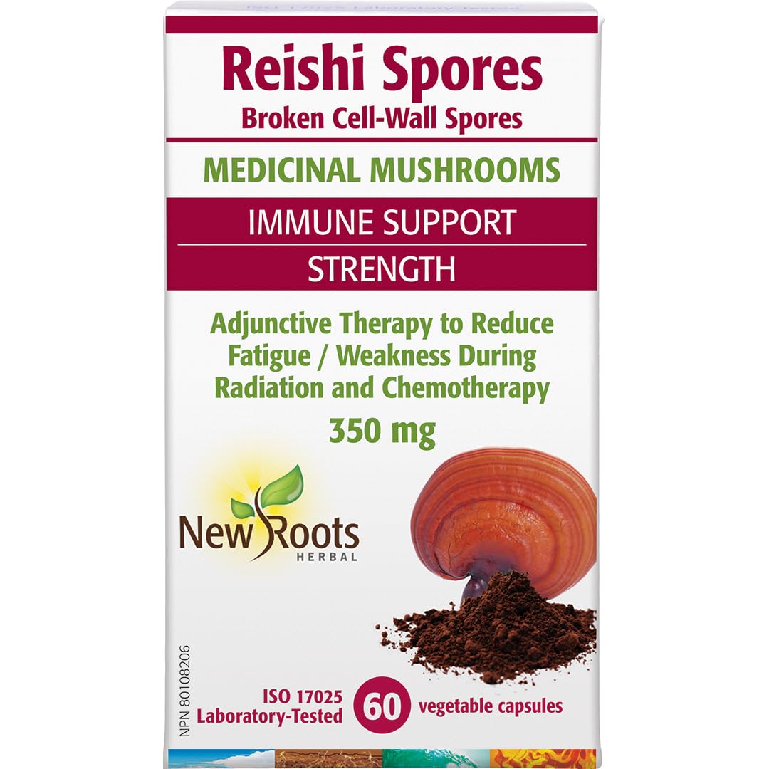 New Roots Herbal Reishi Spores 350mg, 60 Veg Capsules - Broken Cell-Wall for Enhanced Absorption - Organic Ganoderma lucidum Spores for Vitality, Energy and Wellness Support - Non-GMO