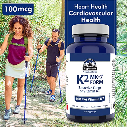 Vitamin K2 MK-7 - K2 Vitamin Supplement MK-7 Vitamin K-2 100 mcg - Heart Health - Cardiovascular Health - Blood Clotting - 3rd Party Tested - Formulated & Made in Canada