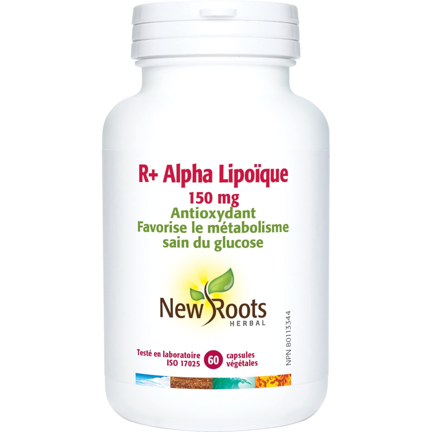New Roots Herbal Acide Alpha-Lipoïque R+ 150 mg, 60 capsules végétales, Forme R-ALA pure, Soutien antioxydant pour le confort nerveux, l'équilibre du glucose et l'énergie cellulaire, À réfrigérer, Sans OGM, Fabriqué au Canada