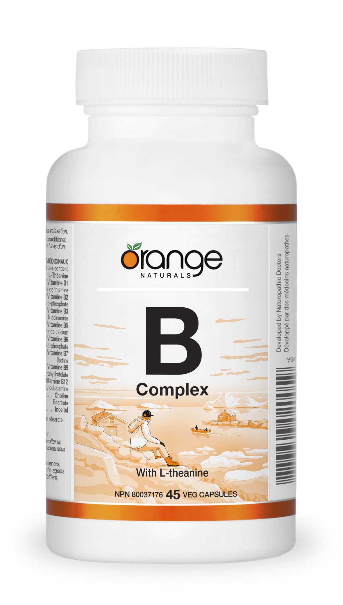 Orange Naturals B Complex with L-Theanine, 45 Veg Capsules, 45 Day Supply