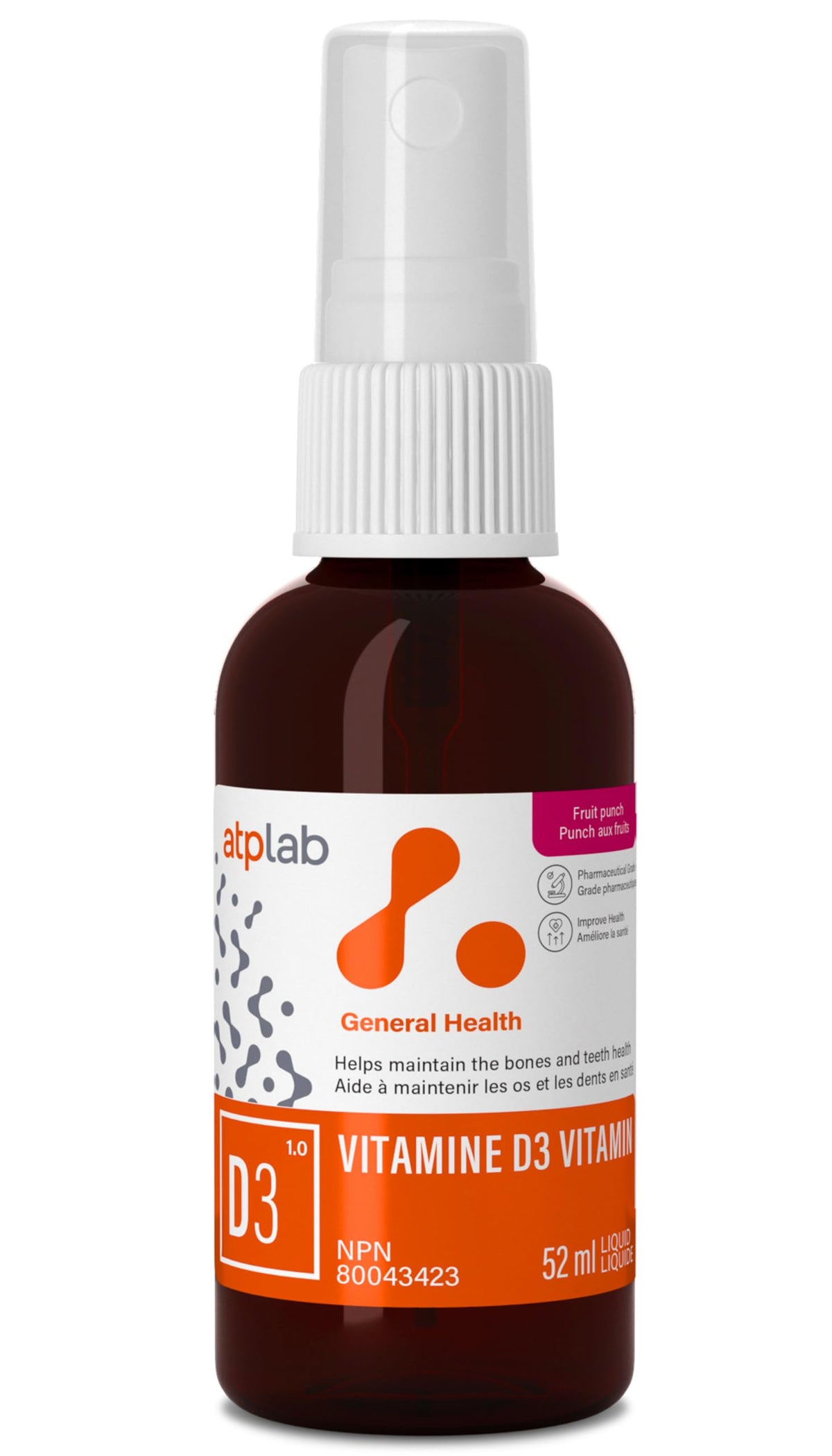 atplab Vitamin D3 Oral Spray, Vitamin D Spray, 1000 IU, 52 ml, 185 Servings