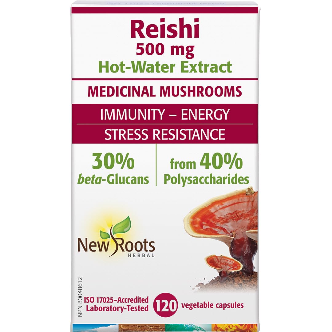 New Roots Herbal Reishi Mushroom Supplement, 120 Veg Caps, 40 Day Supply