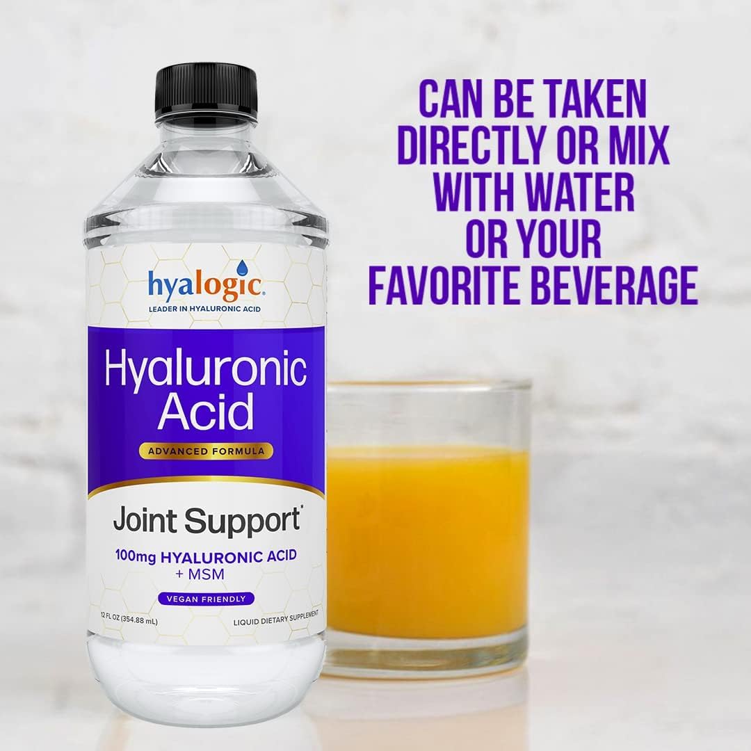 Hyalogic Hyaluronic Acid Joint Support Supplement (12 oz) Advanced Formula Joint Supplement ‚Äì MSM & 100 mg Hyaluronic Acid Supplements ‚Äì Joint Supplements for Women & Men for Overall Joint Health