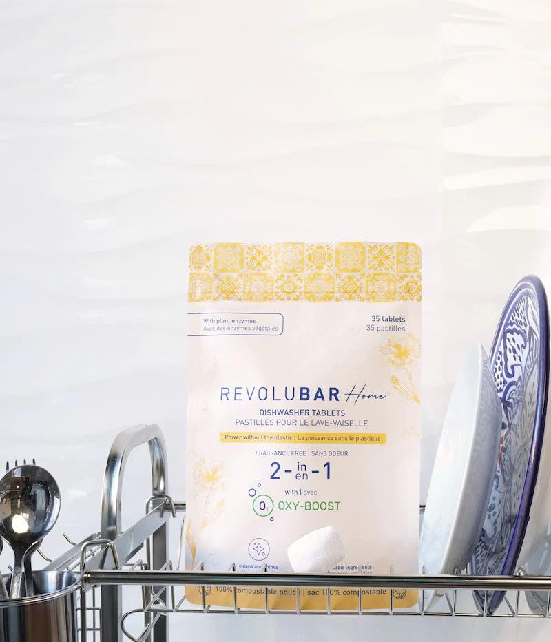 REVOLUBAR Eco-Friendly Dishwasher Cleaner Tablets - Biodegradable Dishwasher Tabs for Removing Detergent Buildup, Grease, and Hard Water Stains - 35 Tabs Pack