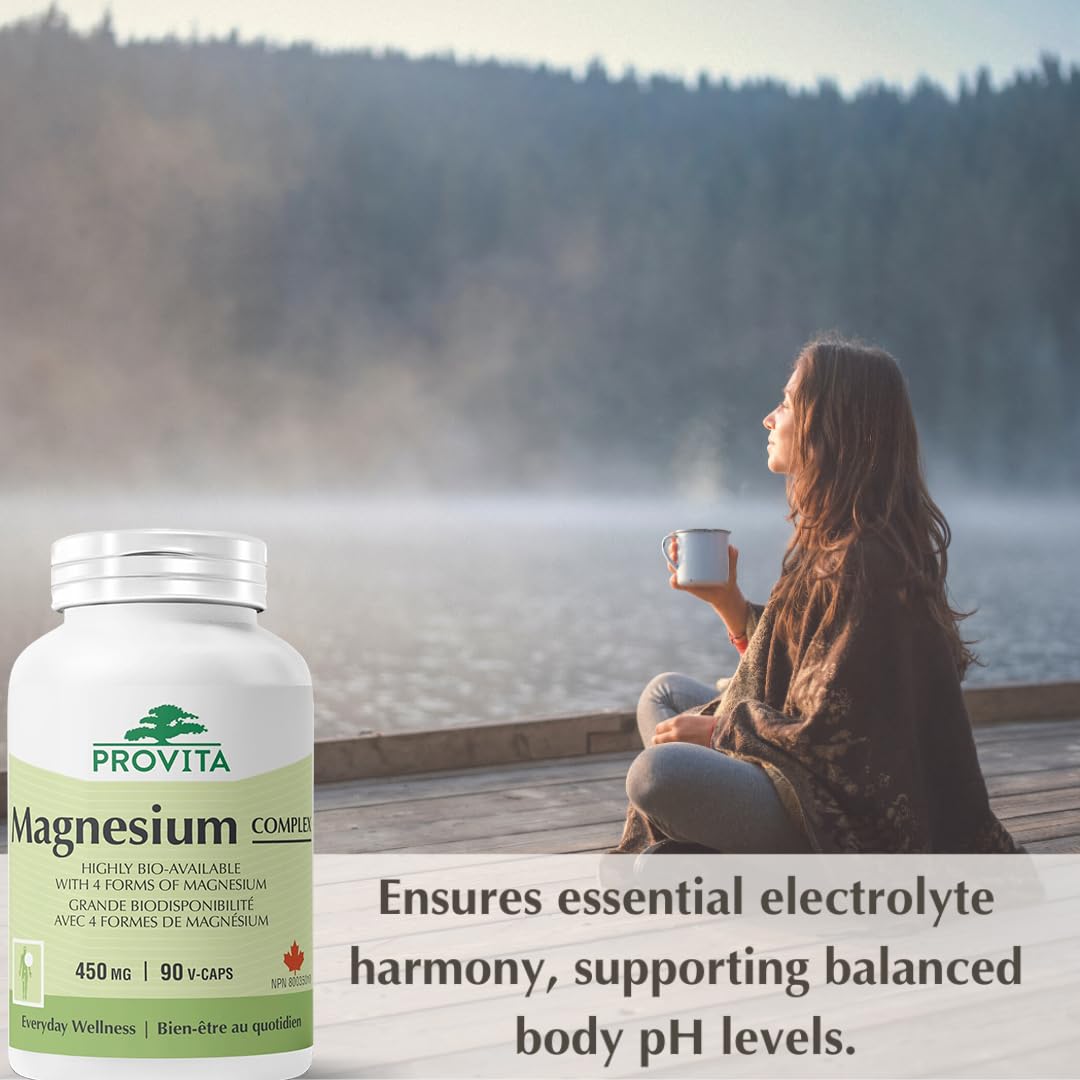 Provita Magnesium Pro™ - Formulation avancée avec 4 formes de magnésium, de la vitamine B6 et du calcium de corail. - Mélange végétalien hautement biodisponible (90 gélules)