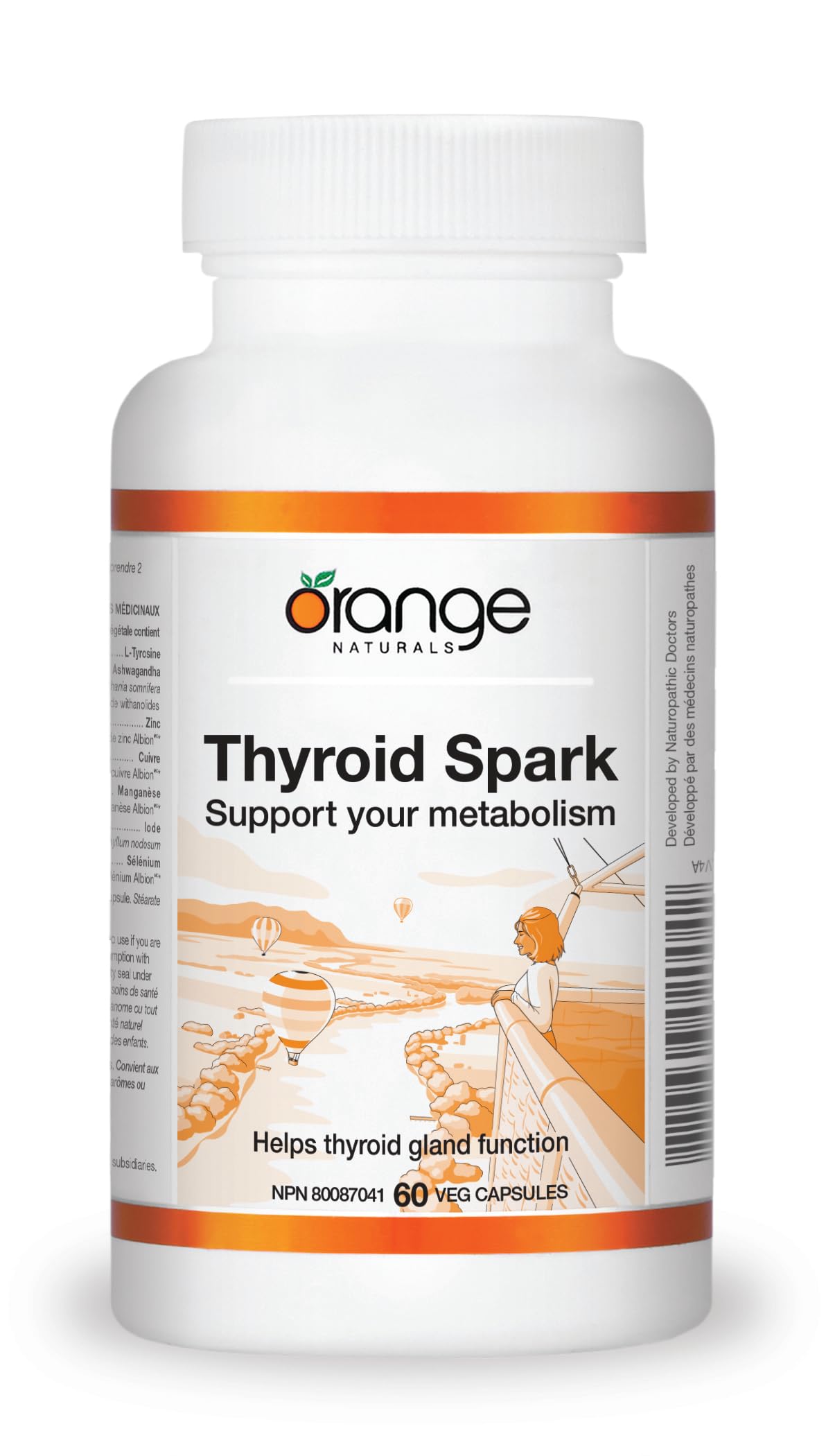 Orange Naturals - Thyroid Spark, 60 gélules (30 jours) - Soutient la fonction saine de la glande thyroïde et votre métabolisme - Prévient la carence en iode - Antioxydant pour combattre les dommages oxydatifs