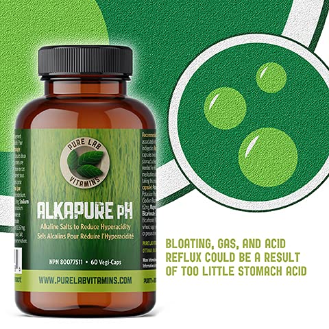 Pure Lab Vitamins - Alkapure pH 60 Vegetarian Caps | Balanced Alkaline Salts Antacid Supplement | Improve Body pH, Digestion Support, Calcium free