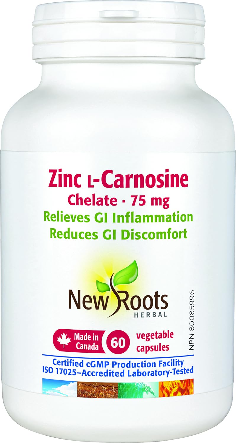New Roots Herbal - Zinc ʟ-Carnosine Chelate 75 mg - 60 Veg Capsules