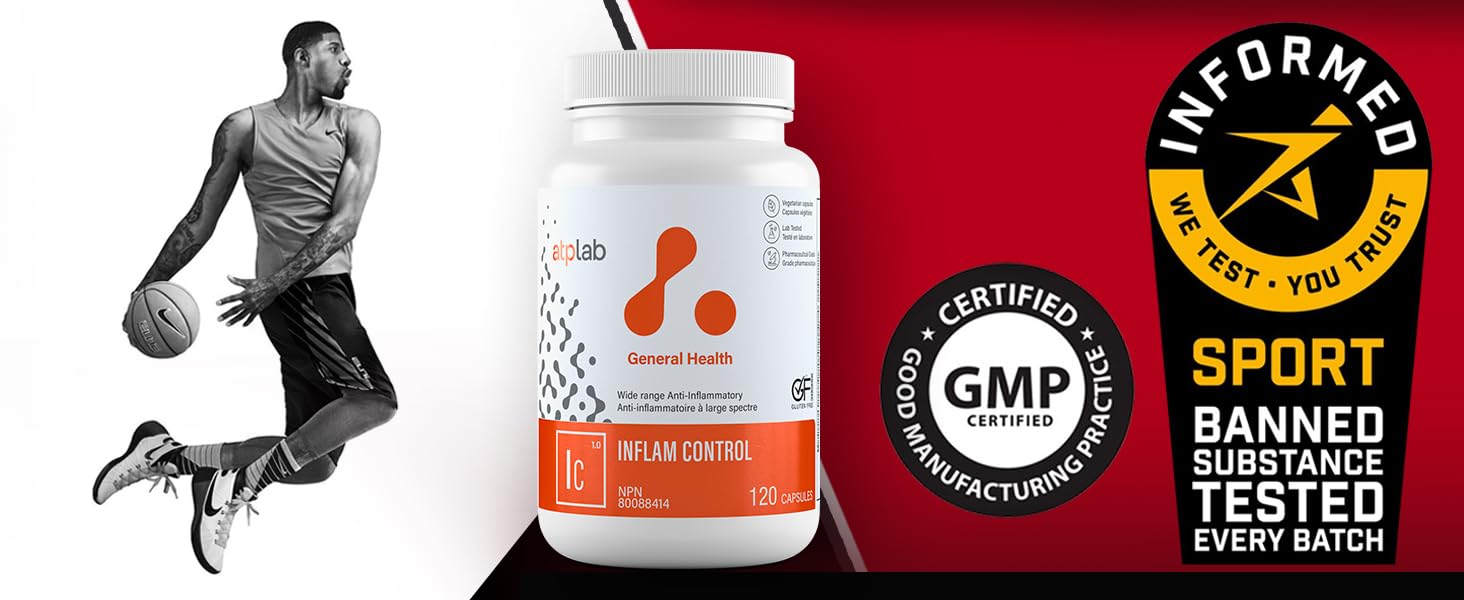 ATP LAB Inflam Control, 120 gélules - Soutien articulaire et musculaire avec Curcuma Acumin, BroccoPhane, Boswellia, Serrapeptase, Bromélaïne, Quercétine - Confort et mobilité améliorés