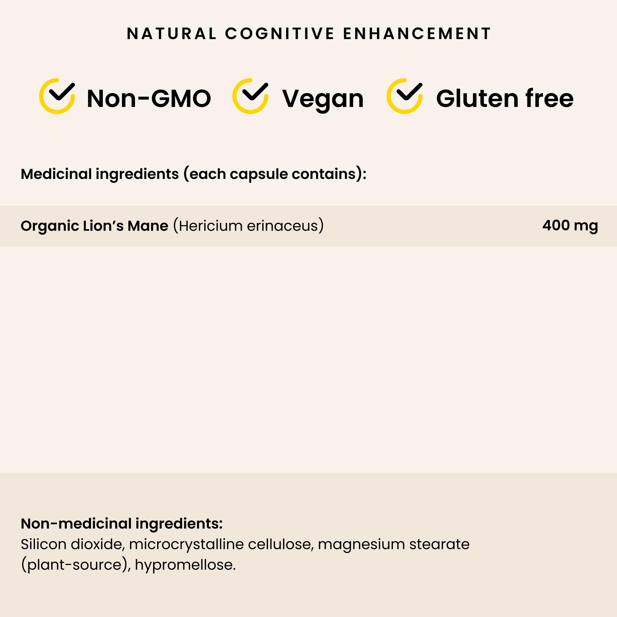 PURICA Crinière de Lion Biologique - Complément pour la Santé Cérébrale, Mémoire et Concentration, Gélules 100% Naturelles, Véganes