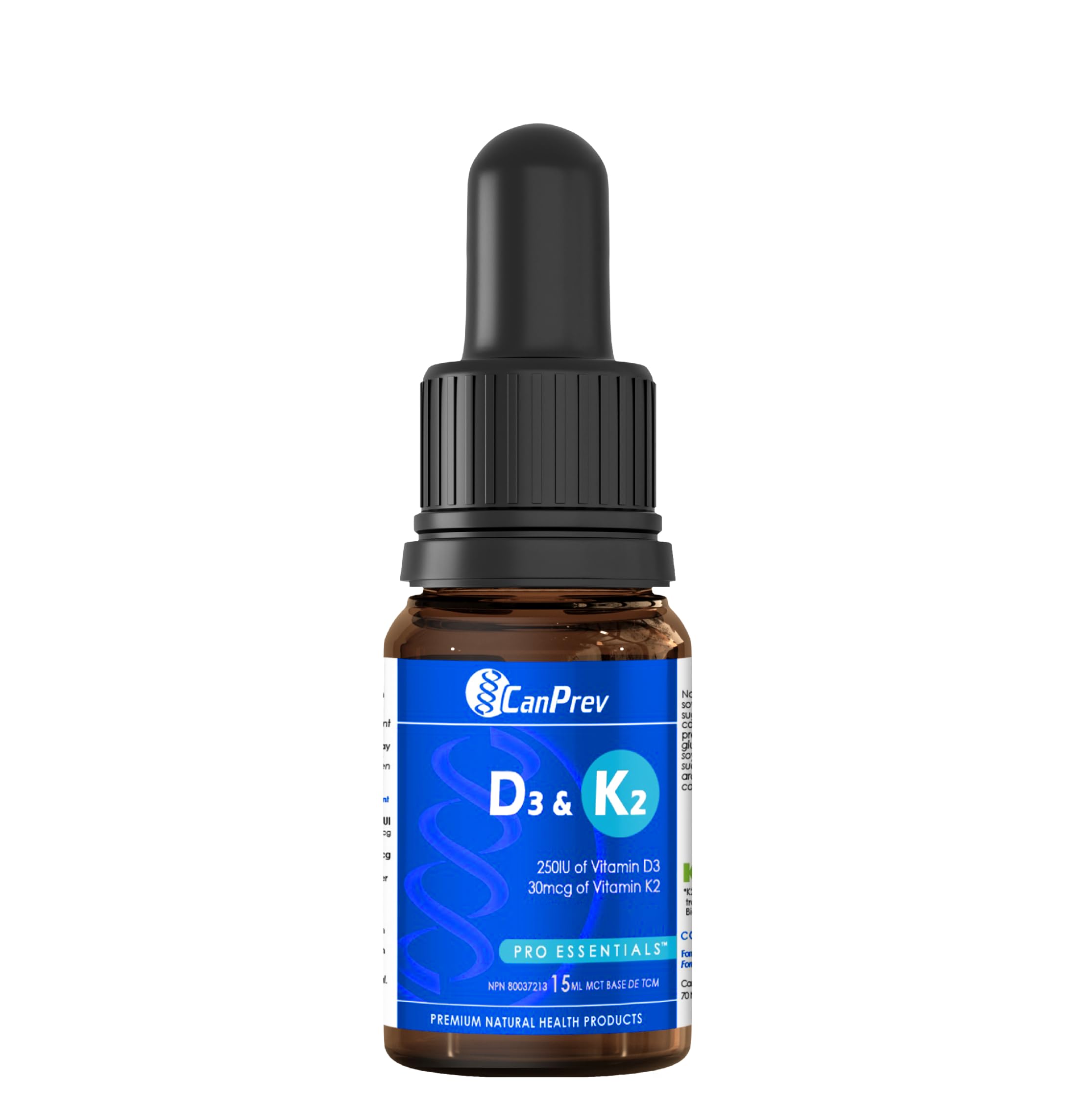CanPrev D3 & K2 Drops - MCT Base 15ml, 450-Drops 112-Servings - Liquid Vitamin D3 with K2 for Enhanced Absorption- Supports The Development and Maintenance Of Bones and Teeth - Gluten-Free