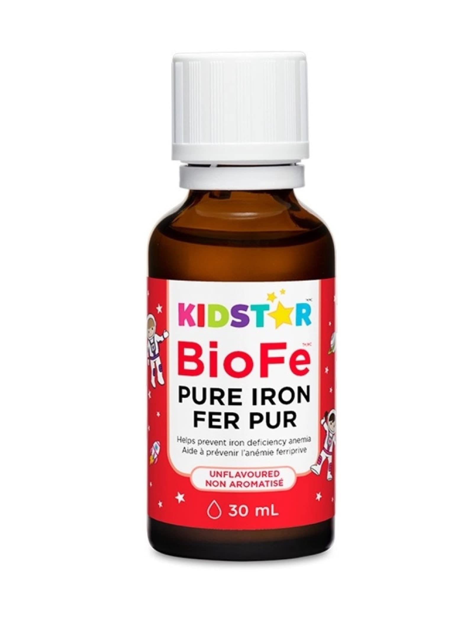 Kidstar Nutrients - BioFe Pure Iron Drops Unflavoured 30ml 50-Day Supply - Helps to Prevent Iron Deficiency Anemia - No Stomach Upset and Constipation - Vegan, Non-GMO, Gluten-Free and Sugar-Free