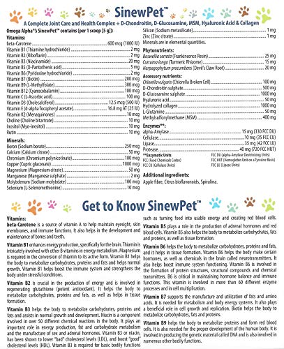 Omega Alpha Pets - Performance & Mobility - Un complexe complet pour la santé des articulations + D-Chondroïtine, D-Glucosamine, MSM, Acide hyaluronique & Collagène - SinewPet - 500g