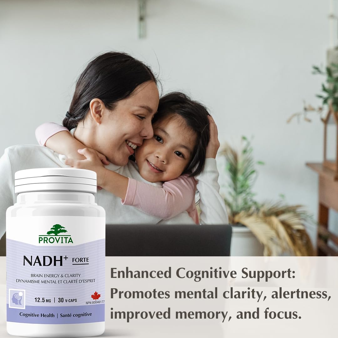 Provita NADH+ FORTE avec CoQ10 & Chlorophylle | Soutient la santé cognitive | Augmente le métabolisme énergétique cellulaire (ATP), le nicotinamide adénine dinucléotide (NAD) + l'hydrogène (H) | Formule à absorption et biodisponibilité améliorées