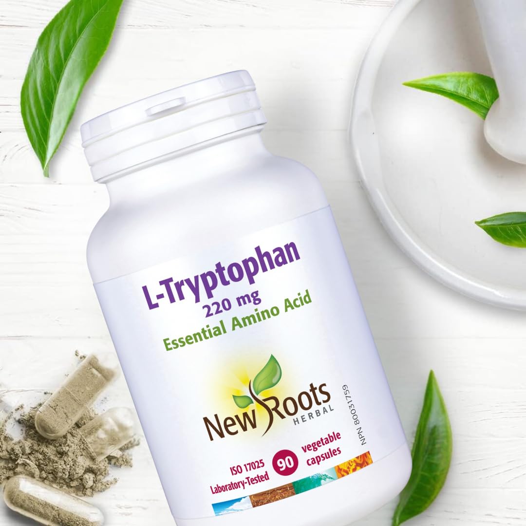 New Roots Herbal - L-Tryptophane 220mg, 90 gélules - Source d'un acide aminé essentiel pour le maintien d'une bonne santé