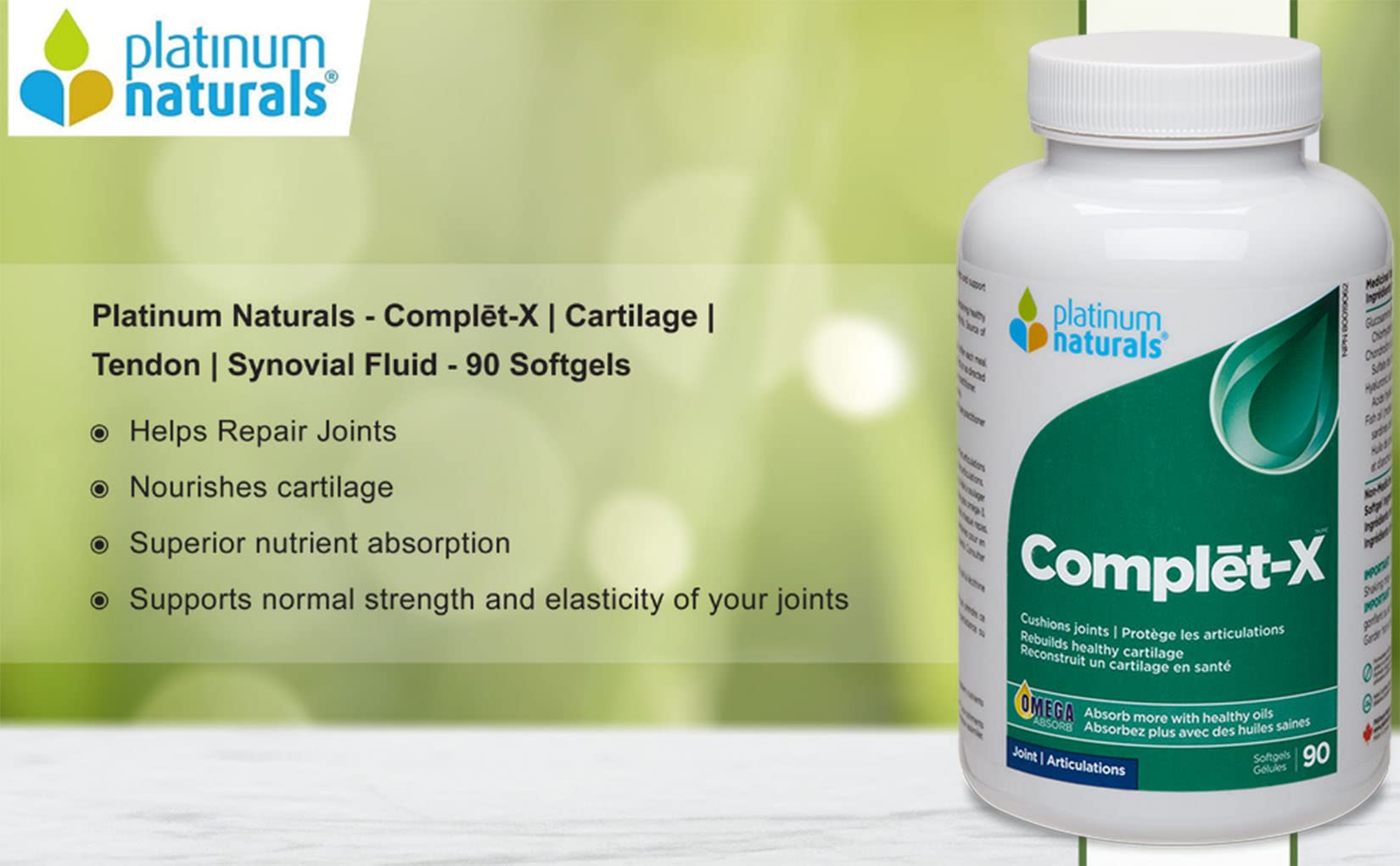 Platinum Naturals Complƒìt-X, 90 gélules – Soutien articulaire avec glucosamine, chondroïtine et huile de poisson oméga-3 – Supplément avancé pour hommes et femmes – Maintien des articulations et du cartilage