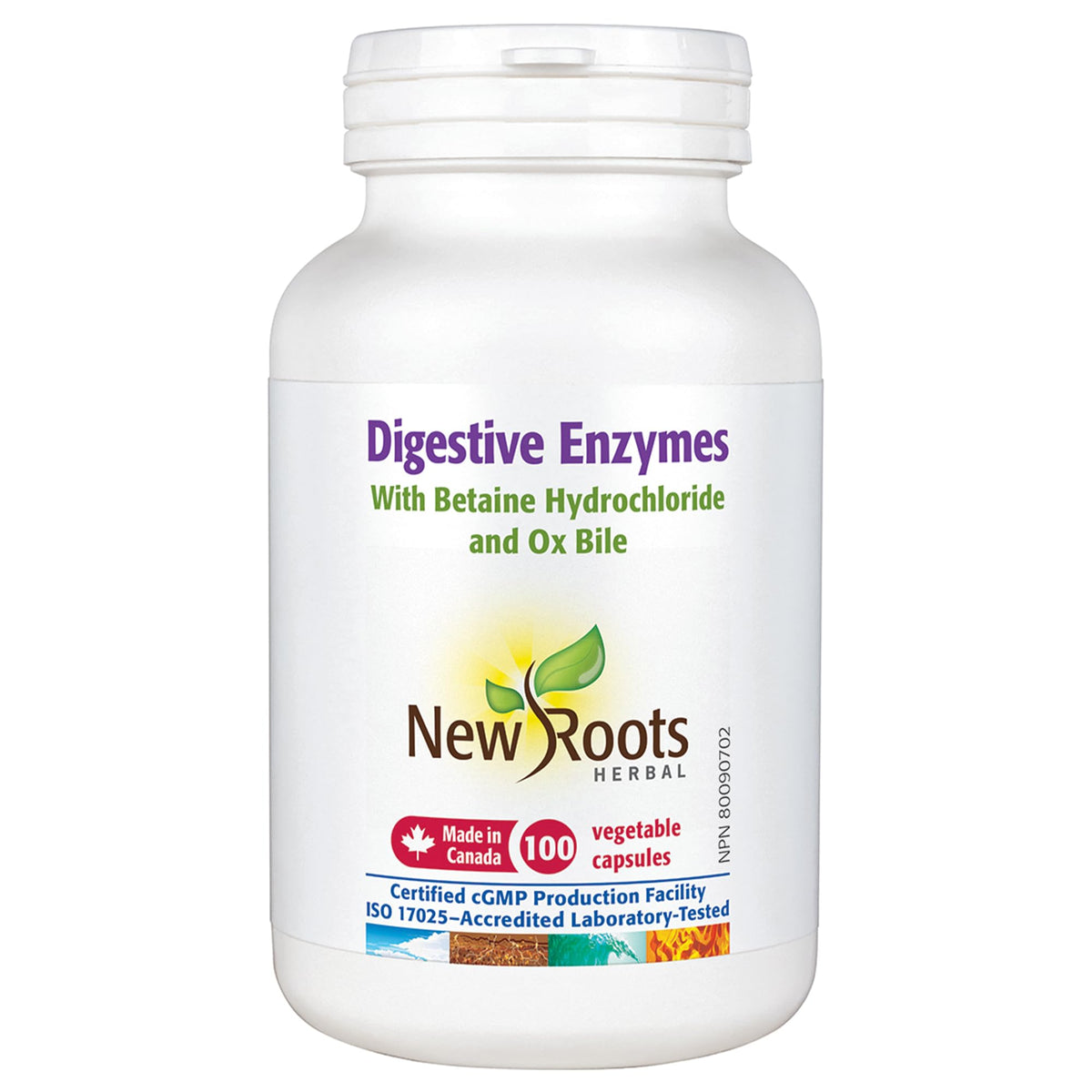 New Roots Herbal Digestive Enzymes, Betaine HCl, 100 Capsules