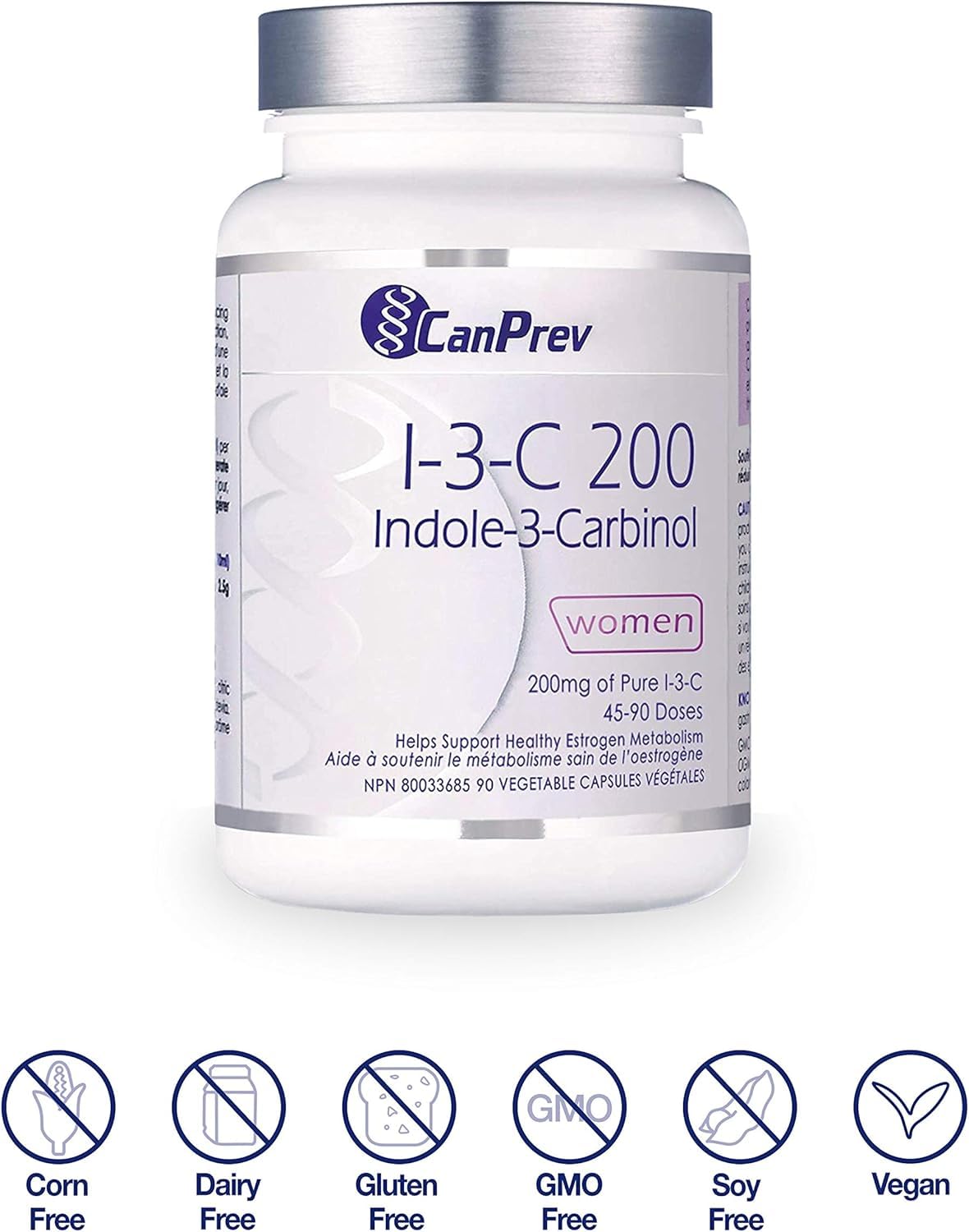 CanPrev Vegan Capsules, Indole-3-Carbinol 200mg, Canadian Made, 90 Capsules