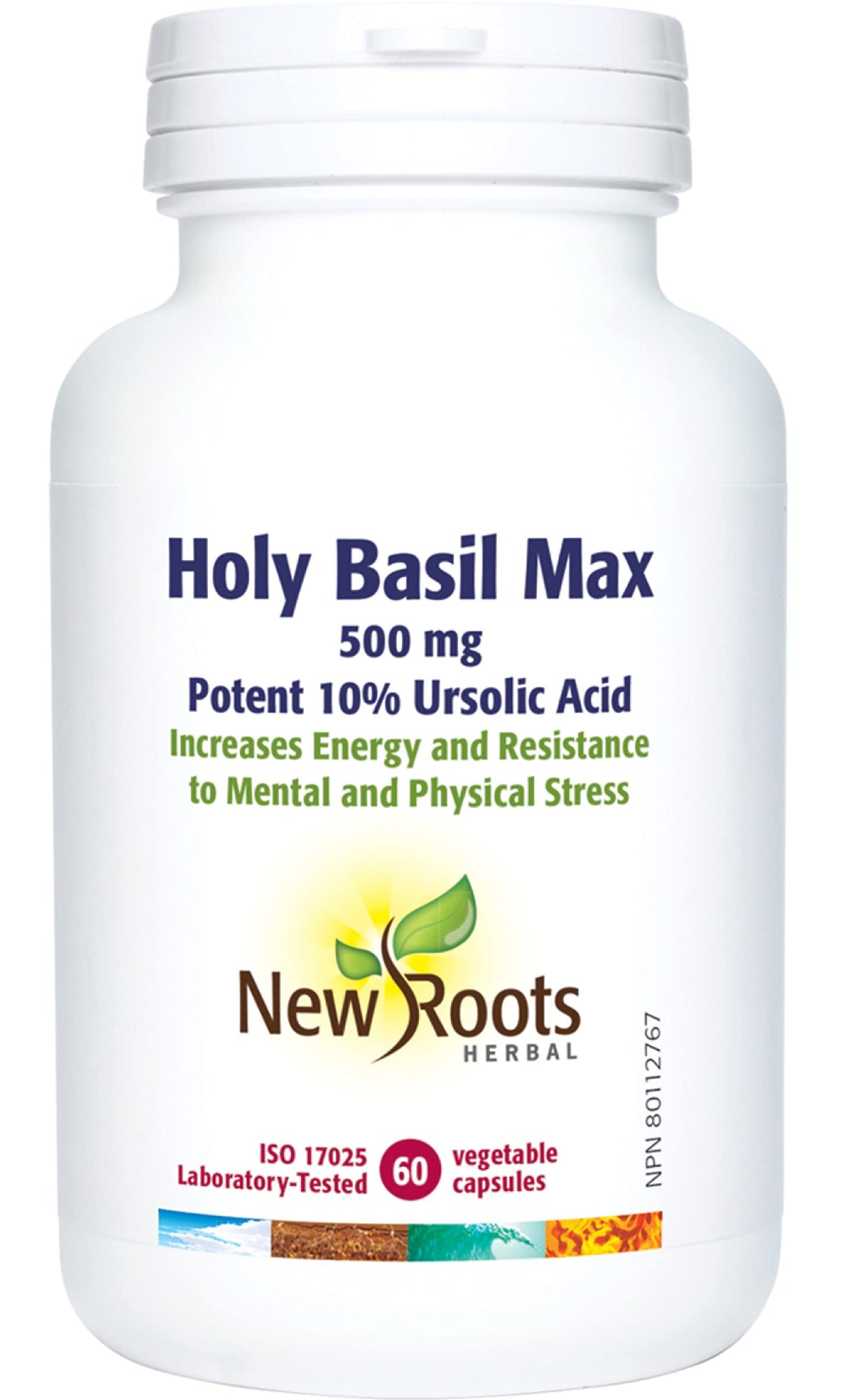 New Roots Herbal Holy Basil & Tulsi Capsules, 10.0% Ursolic Acid, 60 Caps
