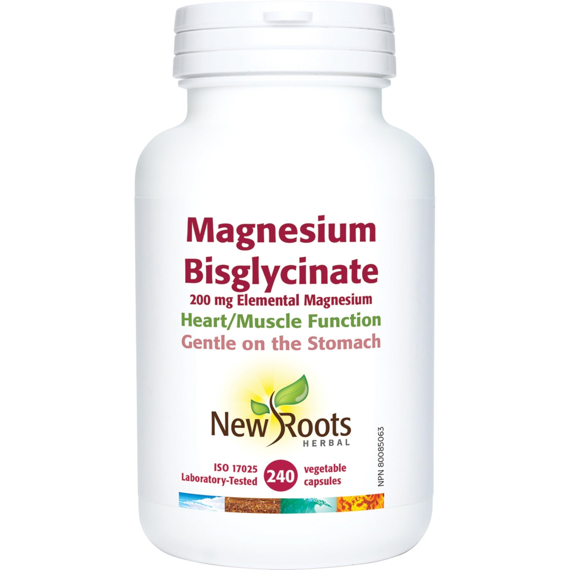 New Roots Herbal Bisglycinate de Magnésium, 120 Capsules Fourniture de 120 Jours - Magnésium Élémentaire de 200mg pour le Sommeil, le Cœur, la Fonction Musculaire, l'Équilibre Électrolytique et la Santé Osseuse - Doux pour l'Estomac - Sans OGM