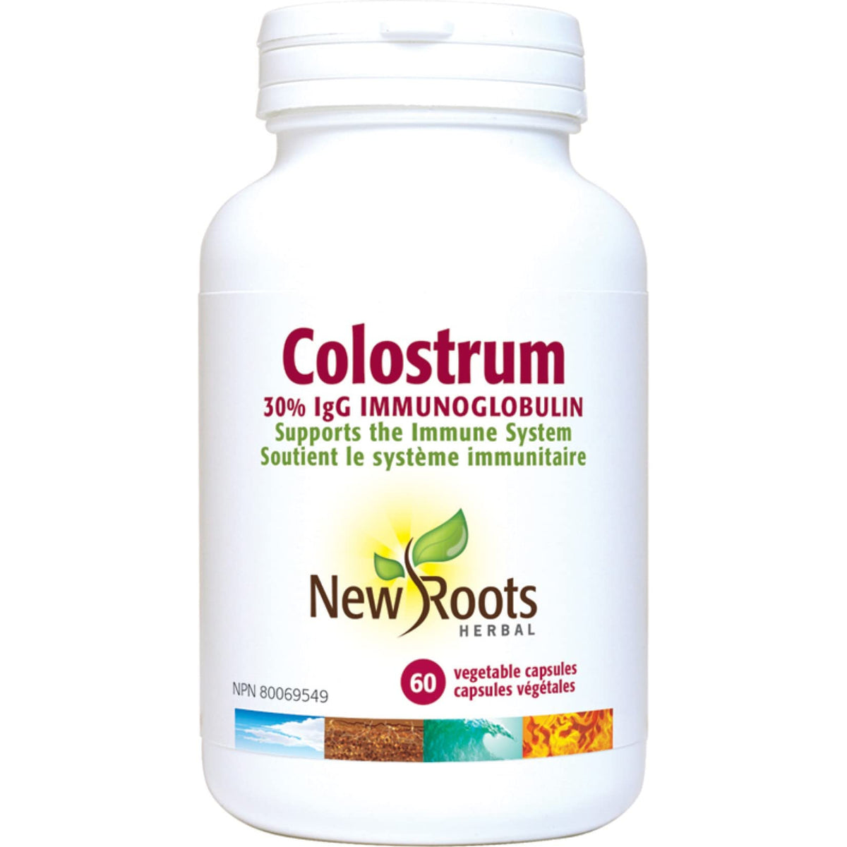 New Roots Herbal Colostrum, 30% IgG, Probiotic Blend, Non GMO, 60 Capsules