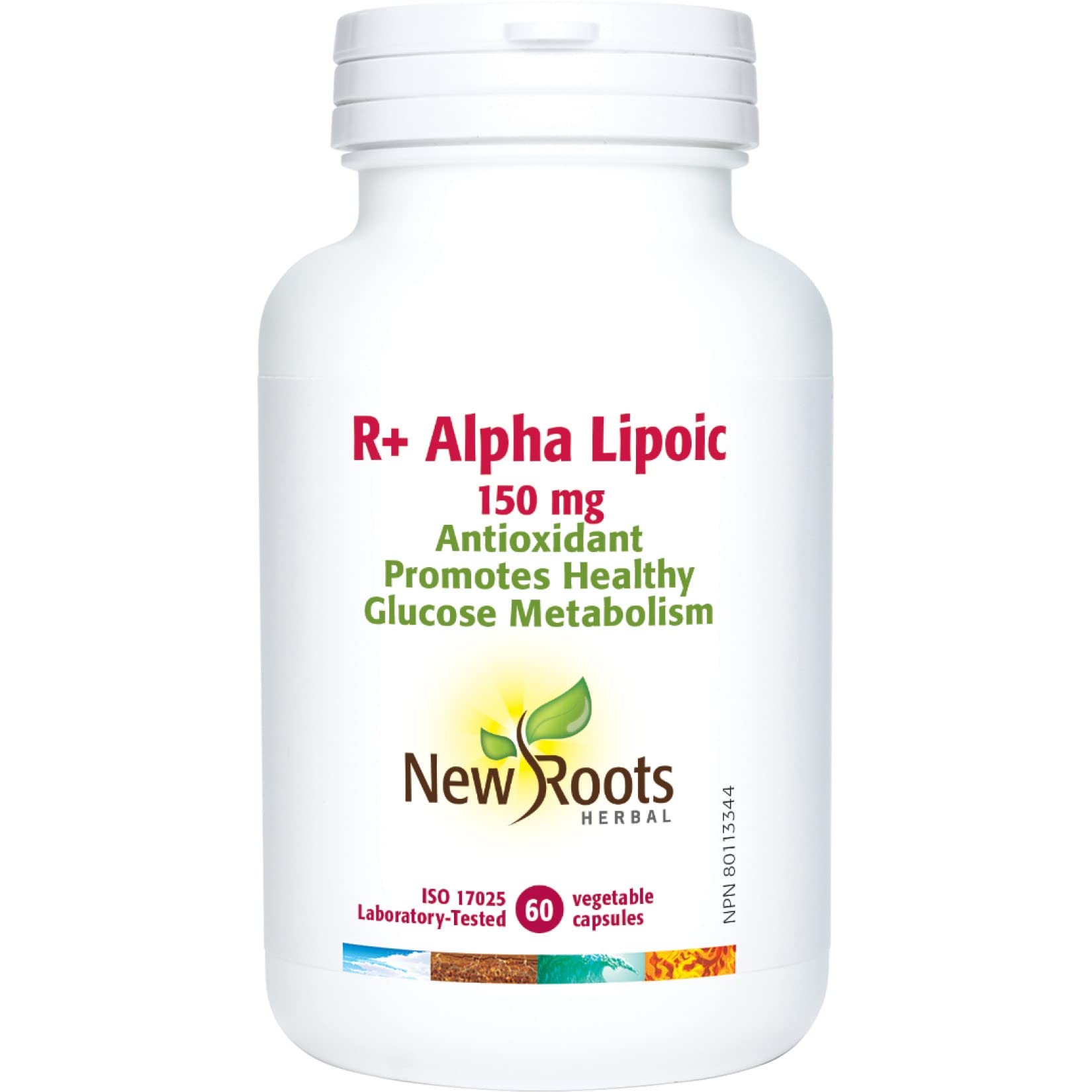 New Roots Herbal Acide Alpha-Lipoïque R+ 150 mg, 60 capsules végétales, Forme R-ALA pure, Soutien antioxydant pour le confort nerveux, l'équilibre du glucose et l'énergie cellulaire, À réfrigérer, Sans OGM, Fabriqué au Canada