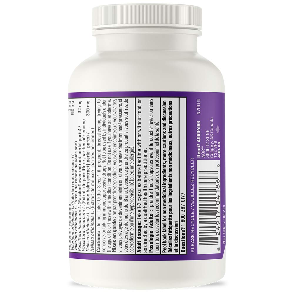AOR Ortho Sleep Capsules, Melatonin 3 mg, Helps Promote Sleep, 120 Capsules