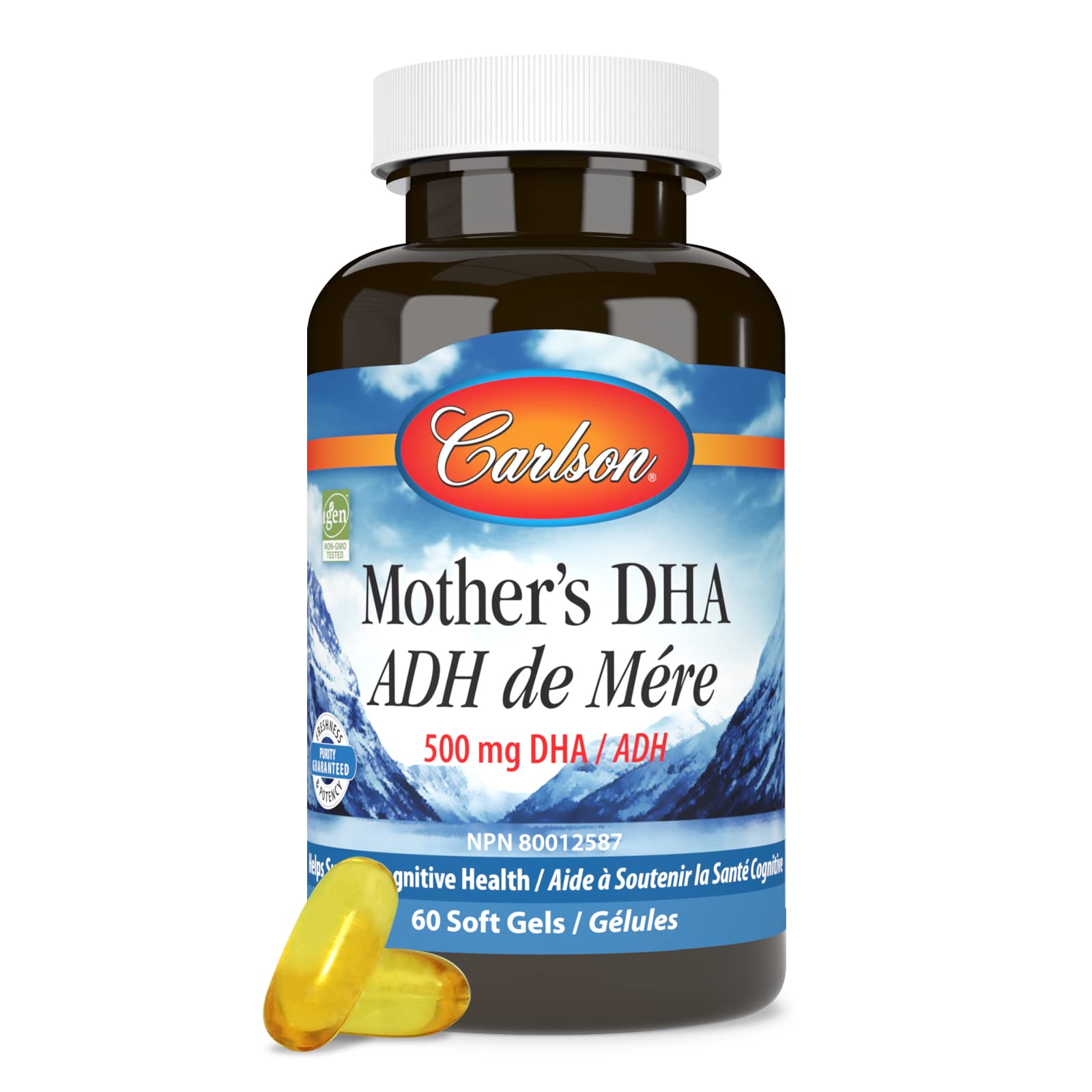 Carlson - Mother's DHA, 1,000 mg DHA, Healthy Baby and Mom, Prenatal Support, Sustainably Sourced, 60 Softgels