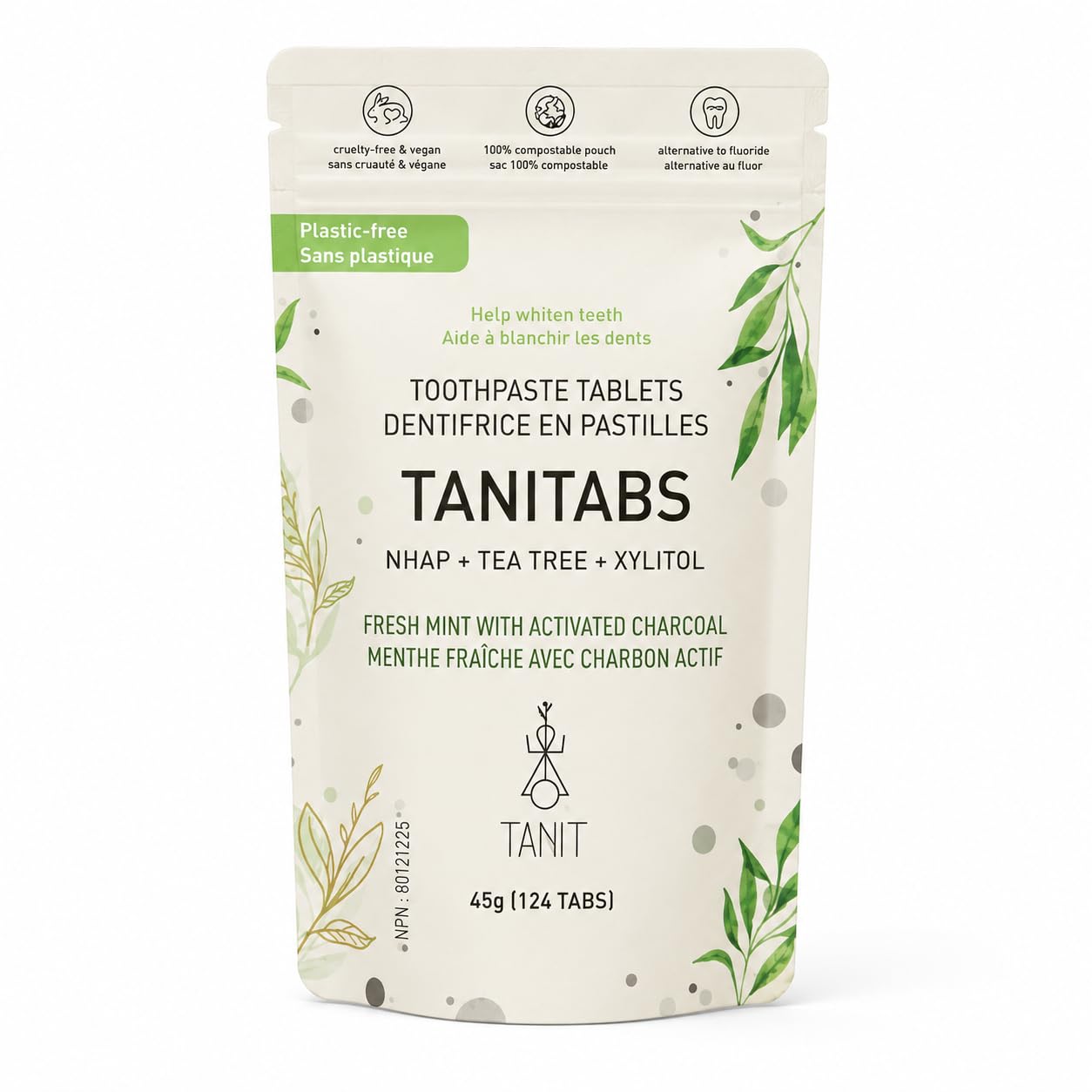 TANIT - TANITABS Toothpaste Tablets, Zero-Waste Travel Toothpaste Tab in Refill Bag