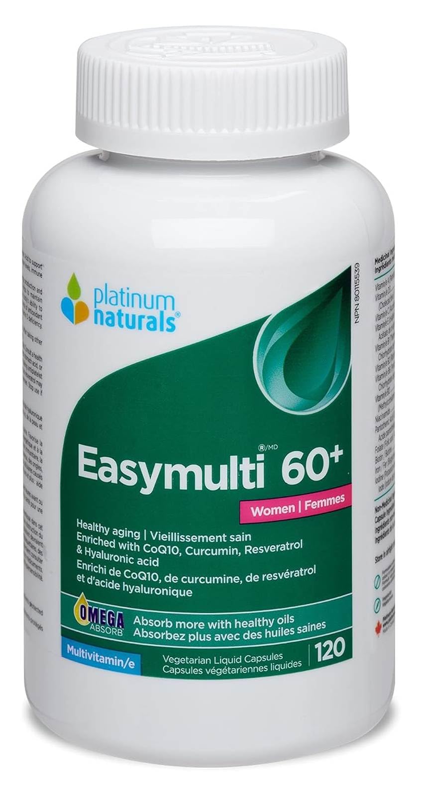 Platinum Naturals Easymulti 60+ for Women - Comprehensive Multivitamin with CoQ10, Omega & Fish Oil for Heart Health, Enhanced with Calcium, Vitamin D3 & B Complex for Immune Support
